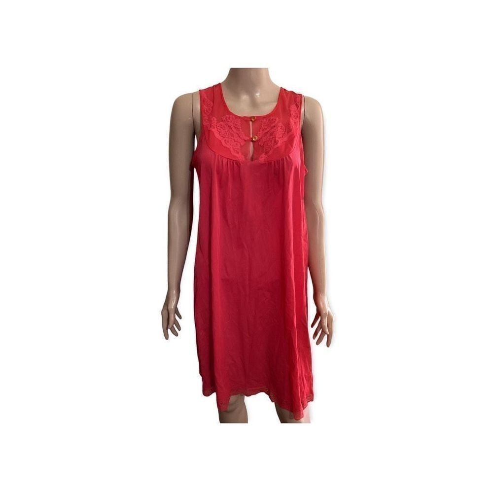 Vintage Red Texsheen Nightgown M